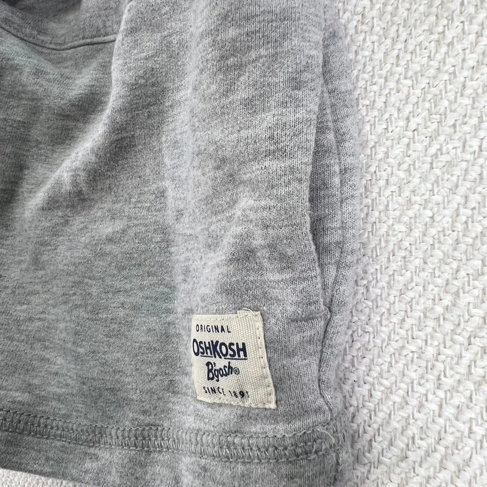 OshKosh B'gosh Hoodie Kids 12m Gray Raglan Long Sleeve Pullover Toddle Casual‎